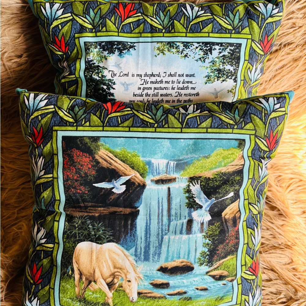 Christine Pillows The Lord is my Shepherd Psalm 23 Pillow set 15”x14”